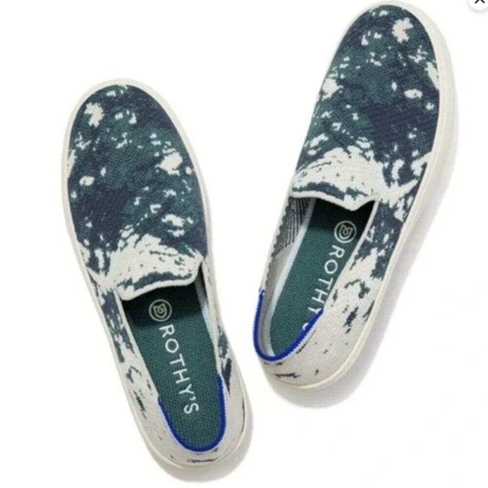 Rothys The Original Sneaker Shibori Tye Dye Limited Edition Sea Green Size 9 EUC